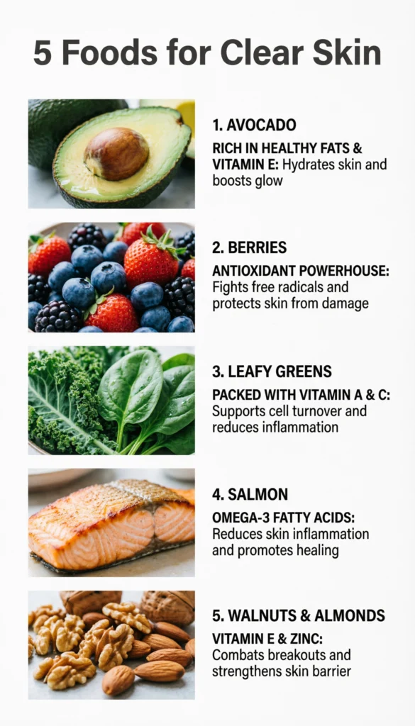 FOODS FOR CLEAR AND HEALTHY SKIN